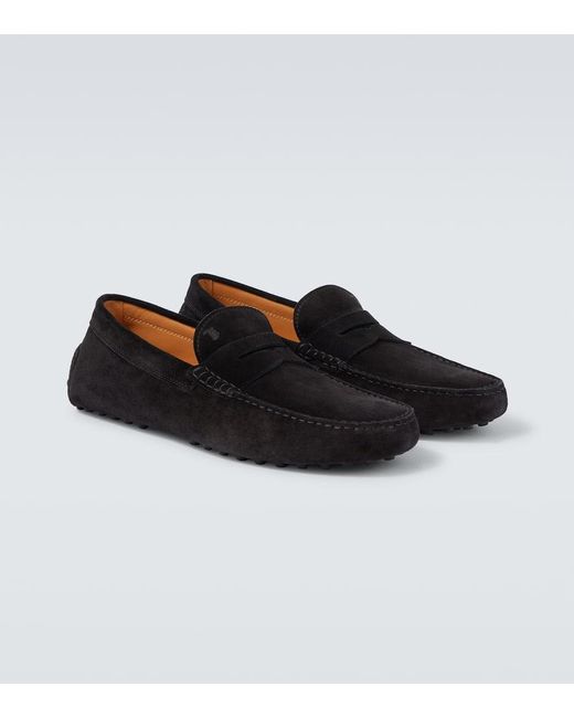 Tod's Black Gommino Bubble Suede Driving Shoes for men