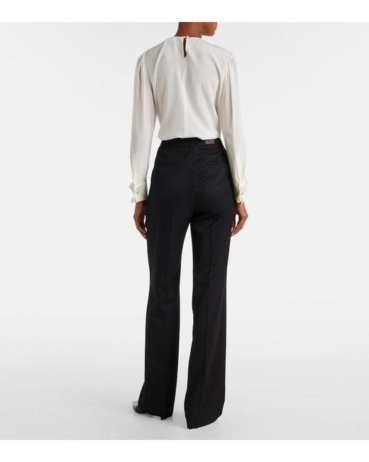 Max Mara Blue Cannes Virgin Wool Straight Pants