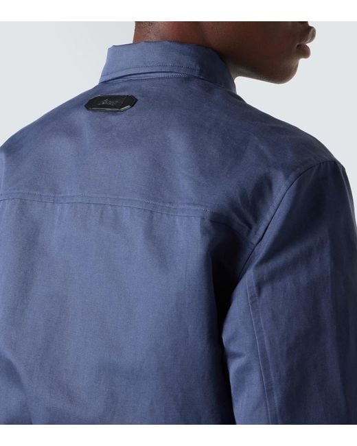 Brioni Blue Linen And Cotton Blouson Jacket for men