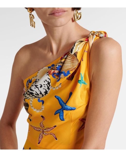 Dolce & Gabbana Metallic Capri Printed Silk-Blend Midi Dress