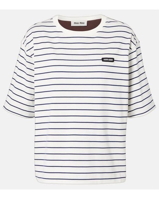 Miu Miu White Cotton Jersey T-Shirt