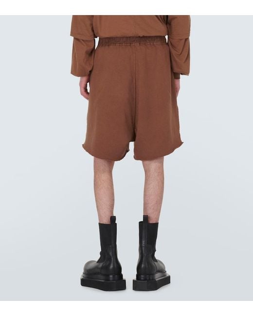 Rick Owens Brown Cotton Jersey Shorts for men