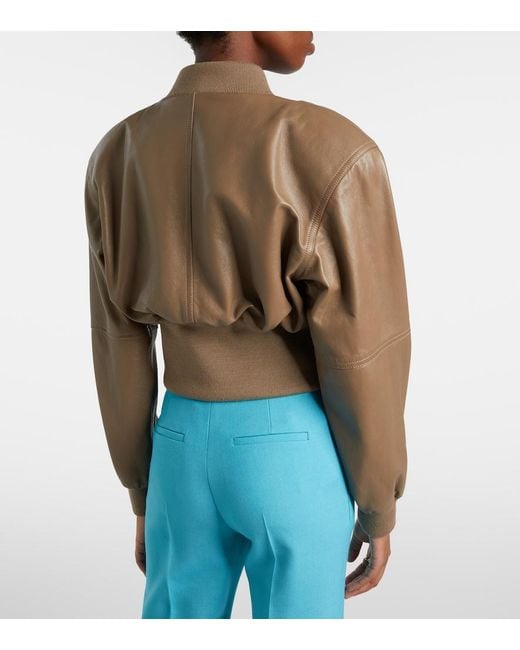 Chloé Natural Cropped Leather Bomber Jacket
