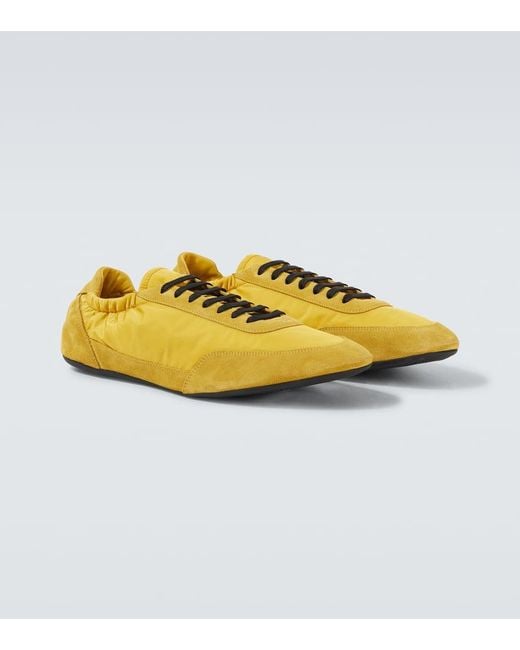 Prada Yellow Re-Nylon And Suede Collapse Sneakers for men