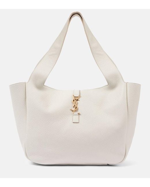 Saint Laurent White Le 5 A 7 Bea Large Leather Tote Bag