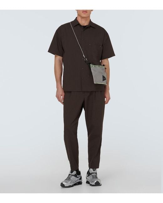 And Wander Black Seersucker Straight Pants for men
