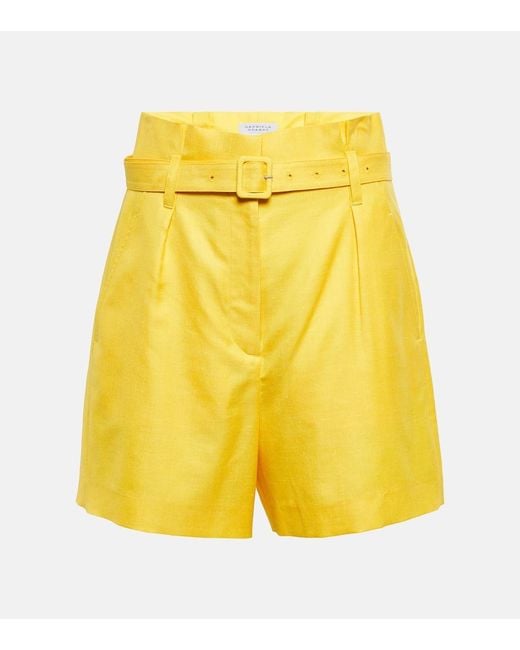 Gabriela Hearst Yellow Claudio Wool, Silk, And Linen Shorts
