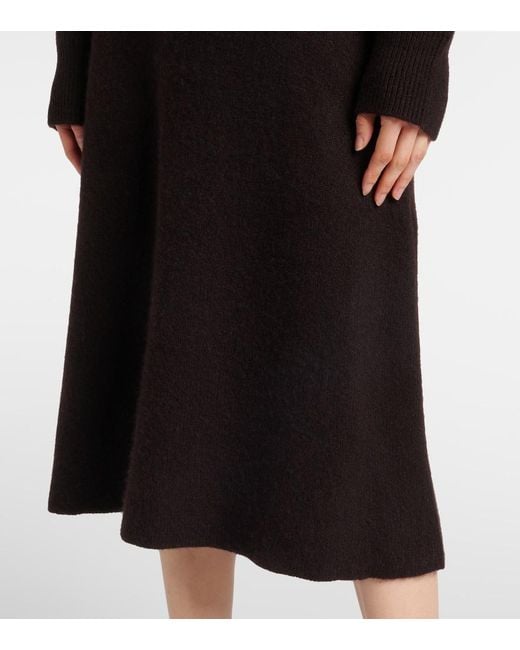 The Row Black Ivanka Cashmere And Silk Midi Skirt