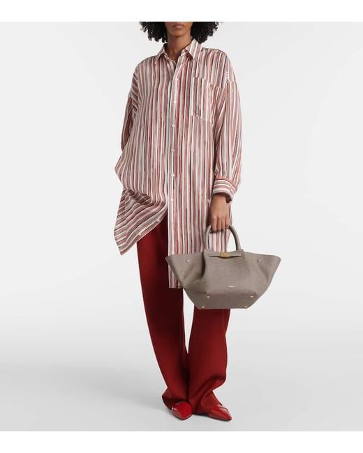 DeMellier London Brown New York Midi Croc-Effect Leather Tote Bag