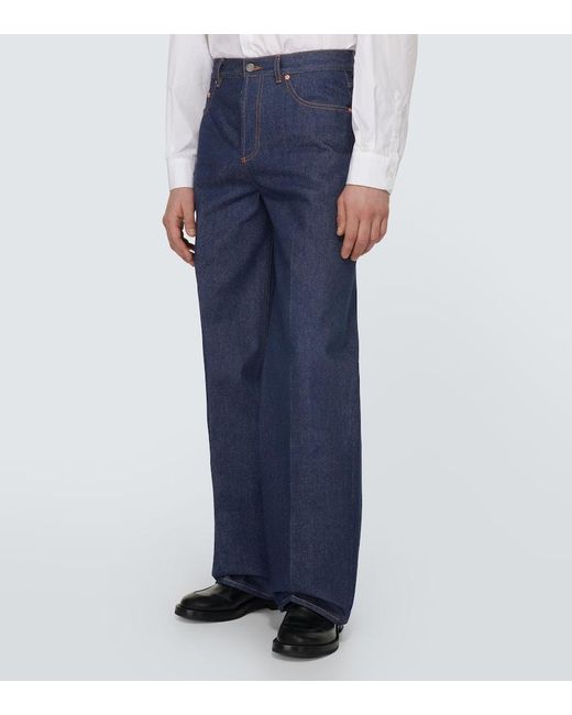 Valentino Blue Mid-rise Wide-leg Jeans for men