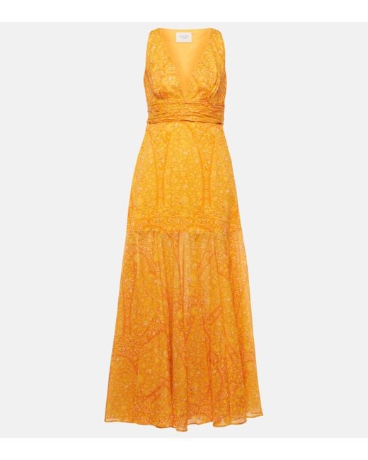 Giambattista Valli Yellow Printed Cotton Maxi Dress