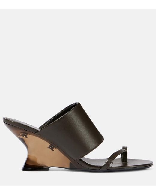Dries Van Noten Black Wedge-Pantoletten Aus Leder