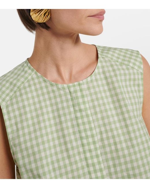 Jonathan Simkhai Green Gingham Cotton-Blend Top