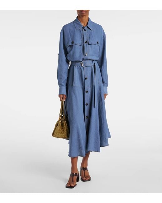 Bottega Veneta Blue Hemdblusenkleid