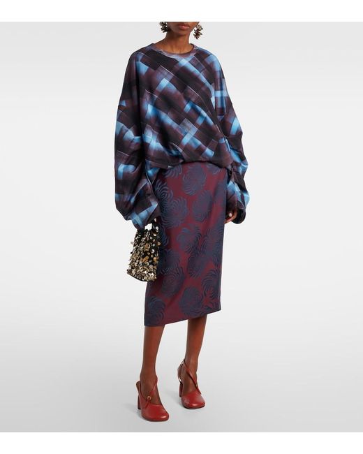 Dries Van Noten Blue Checked Cotton Sweatshirt