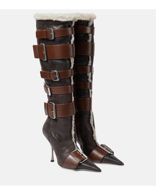 Blumarine Brown Hilda Leather Knee-High Boots
