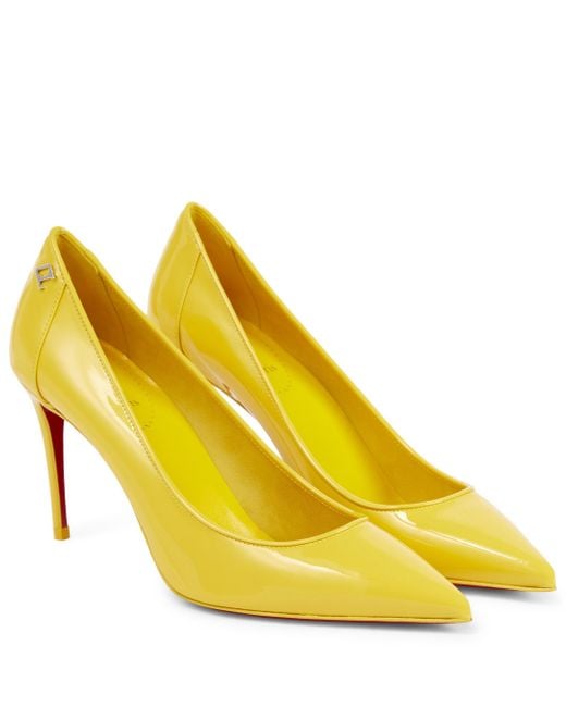 Christian Louboutin Sporty Kate 85 Patent Leather Pumps in Yellow | Lyst