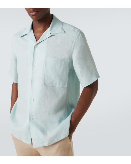 Zegna Blue Linen Shirt for men