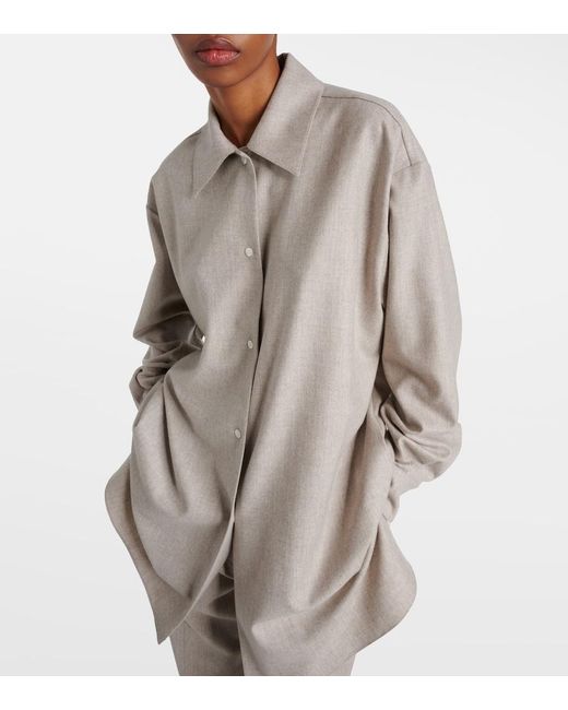 The Row White Komako Wool And Cashmere Shirt