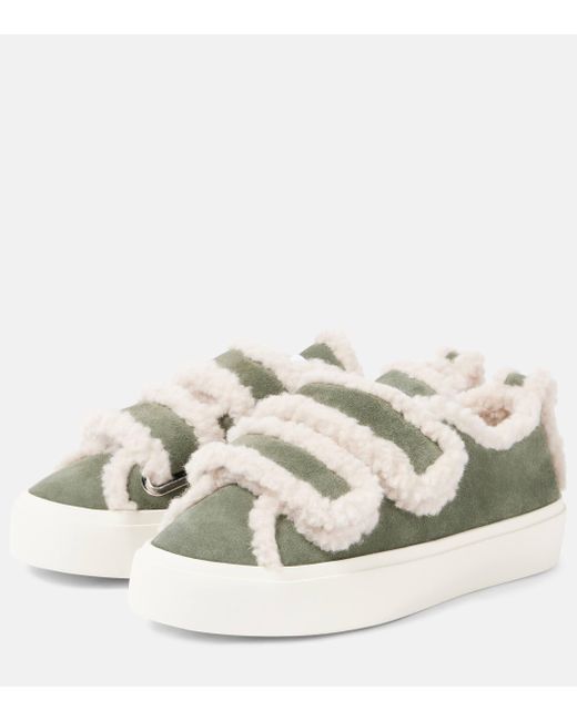 Inuikii Metallic Shearling-trimmed Suede Sneakers