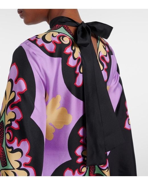 LaDoubleJ Multicolor Palazzo Placee Silk Twill Maxi Dress