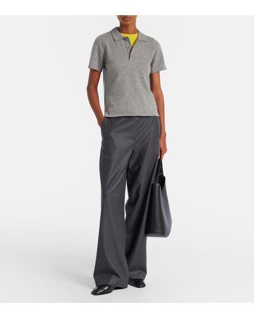 Extreme Cashmere Gray N°198 Salamander Cashmere-Blend Polo Shirt