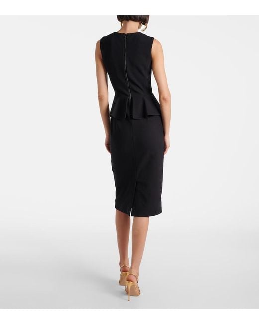 Max Mara Blue Jersey Peplum-Detail Midi Dress