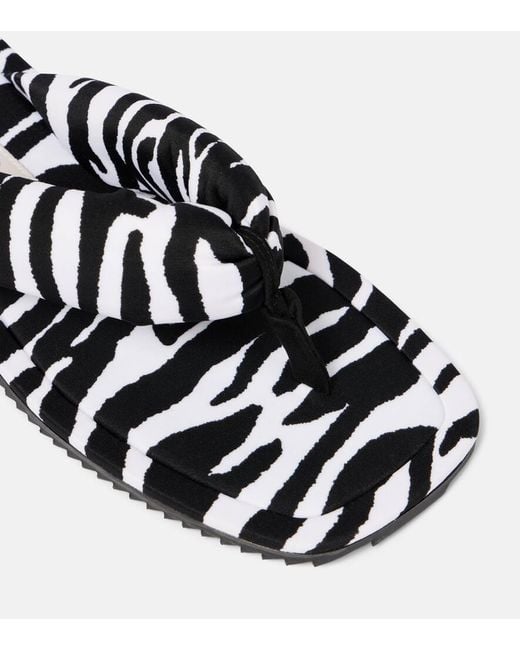 The Attico Black Indie Zebra-Print Thong Sandals