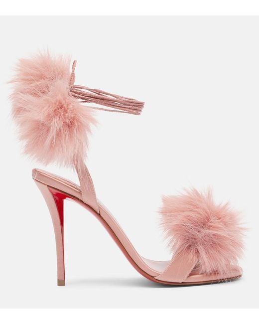 Christian Louboutin Pink Patapompom 100 Crepe Satin Sandals