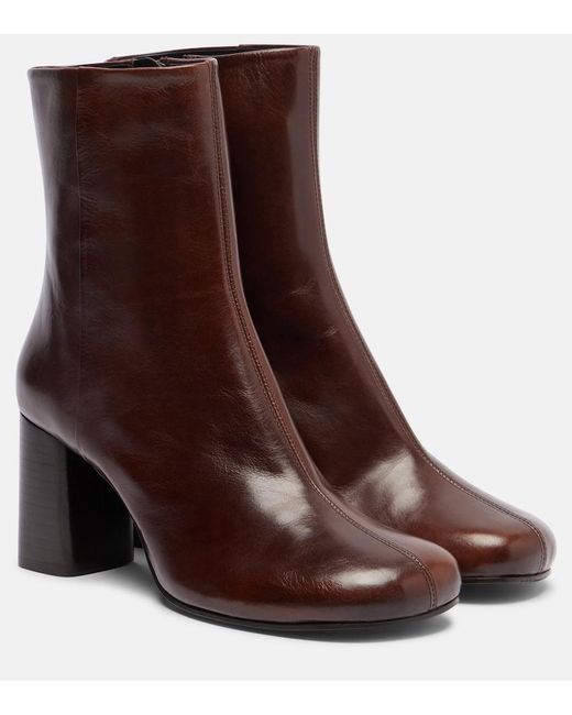 Lemaire Brown Anatomic 80 Leather Ankle Boots