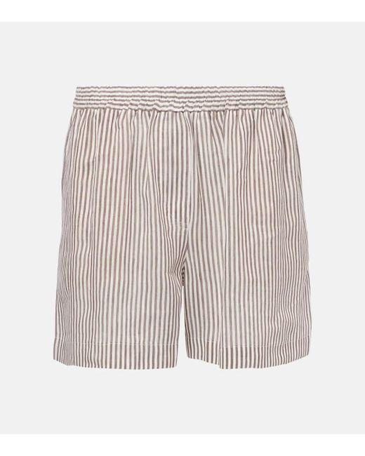 Brunello Cucinelli White Shorts Aus Leinen Und Seide