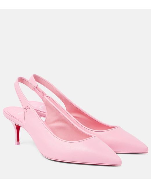 Christian Louboutin Pink Sporty Kate 55 Leather Slingback Pumps