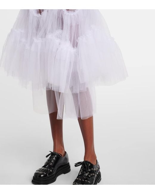Noir Kei Ninomiya White Sheer Tulle Midi Skirt
