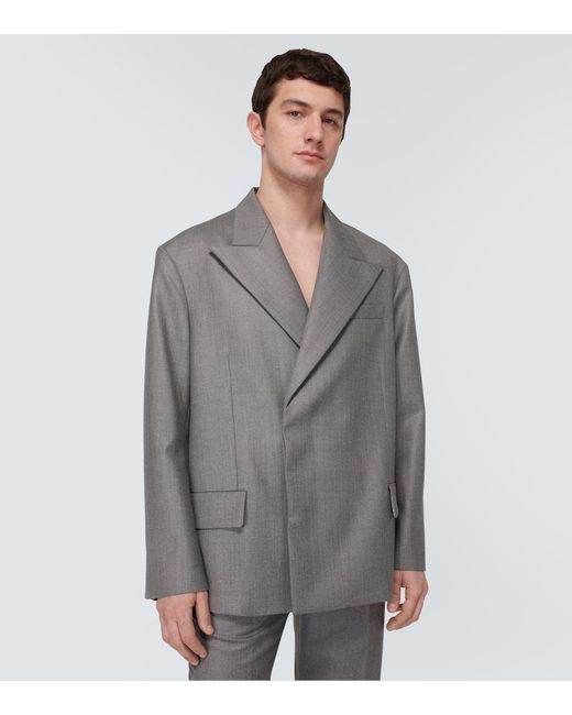 Acne Gray Oversized Double-Breasted Blazer for men