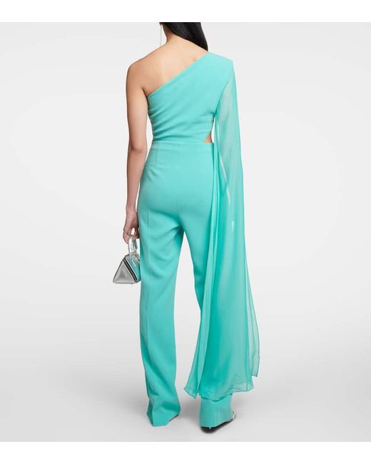 Roland Mouret Blue Asymmetric Cady Jumpsuit