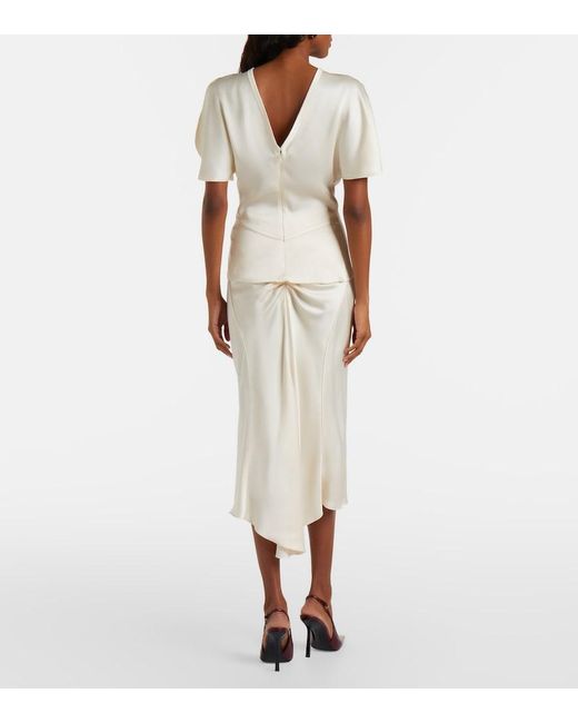 Victoria Beckham Natural Bela Midi Skirt