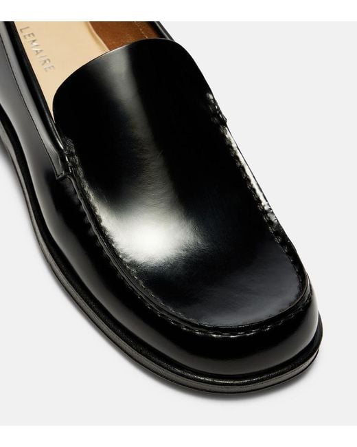 Lemaire Black Leather Loafers