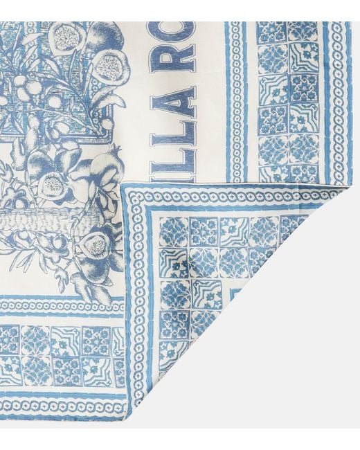 ALÉMAIS Blue Villa Romantica Silk Scarf