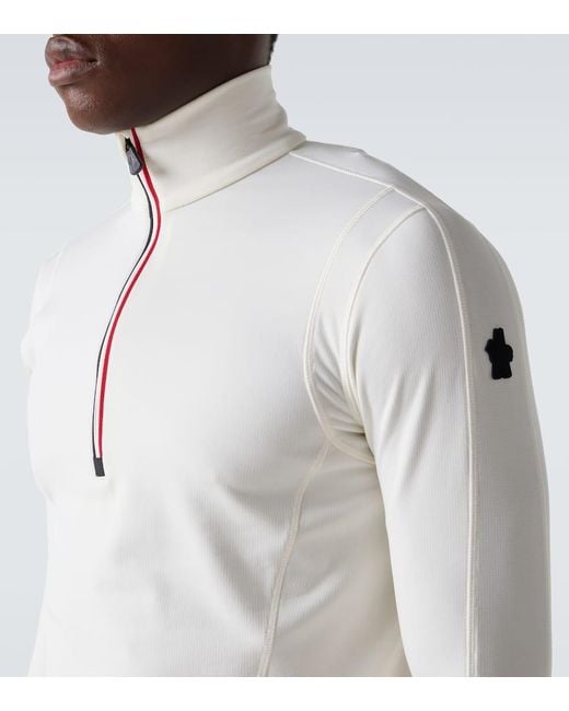 Moncler White High Performance Jersey Ski Top for men