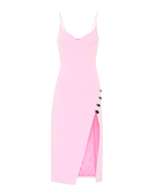 David Koma Pink Crystal-embellished Cady Midi Dress