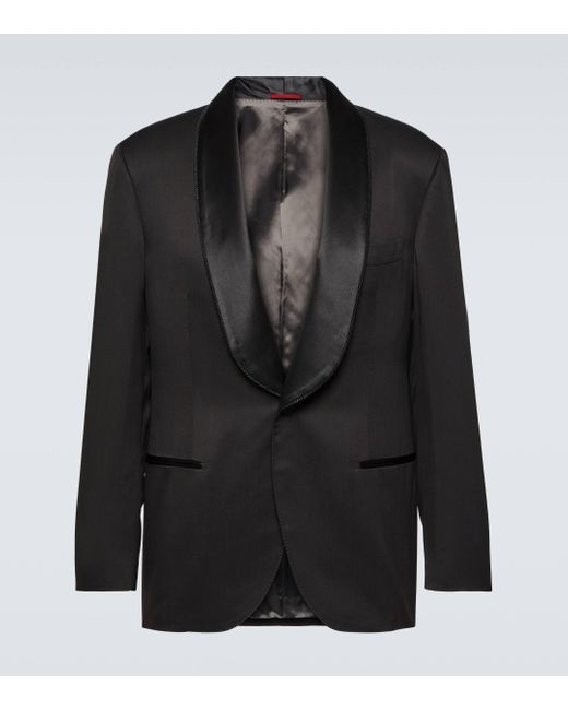 Brunello Cucinelli Black Single-breasted Silk Tuxedo Jacket for men