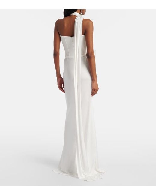 David Koma White Embellished Bustier Gown