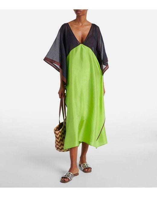 Caftan De Seda Tory Burch de color Green