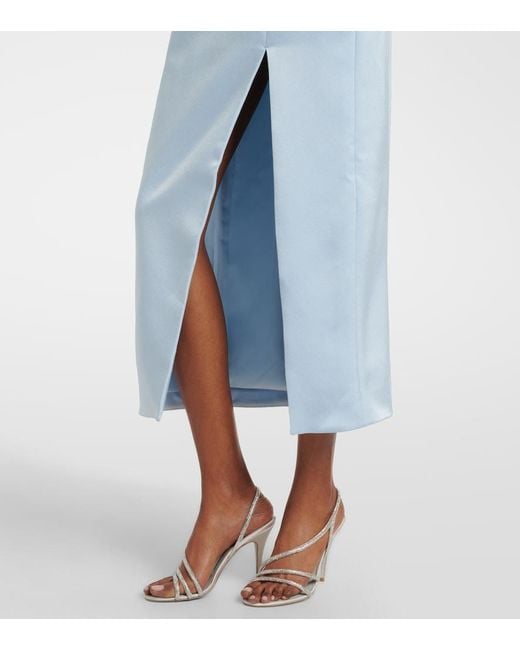 Rachel Gilbert Blue Celestia Crepe Satin Cocktail Dress
