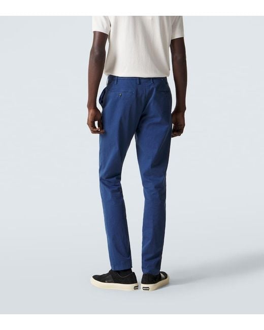 Canali Blue Cotton Straight Chinos for men