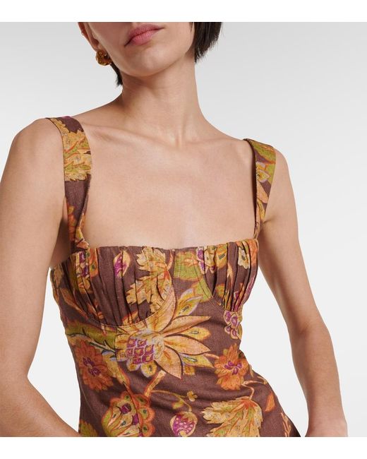 Sir Brown Floral Linen Minidress