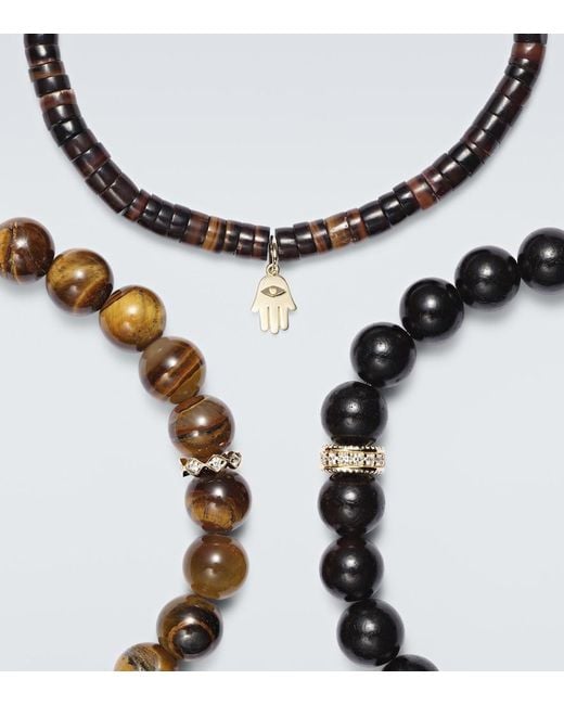 Sydney Evan Metallic Set Of 3 14Kt Beaded Bracelets With Gemstones for men