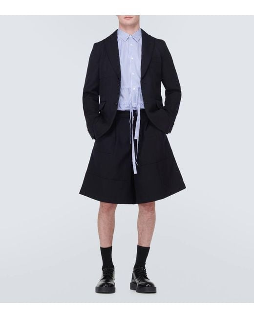 Shorts in gabardine di lana di Comme des Garçons in Blue da Uomo