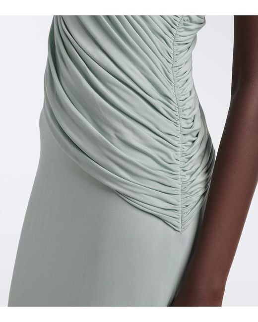 TOVE White Saffron Draped Jersey Maxi Dress