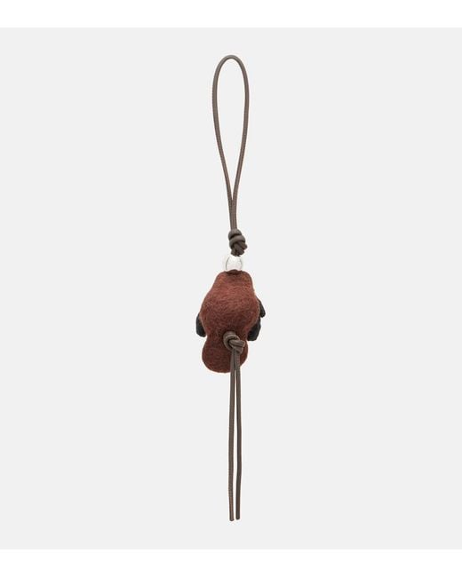 Loewe White Leather-Trimmed Wool Bag Charm